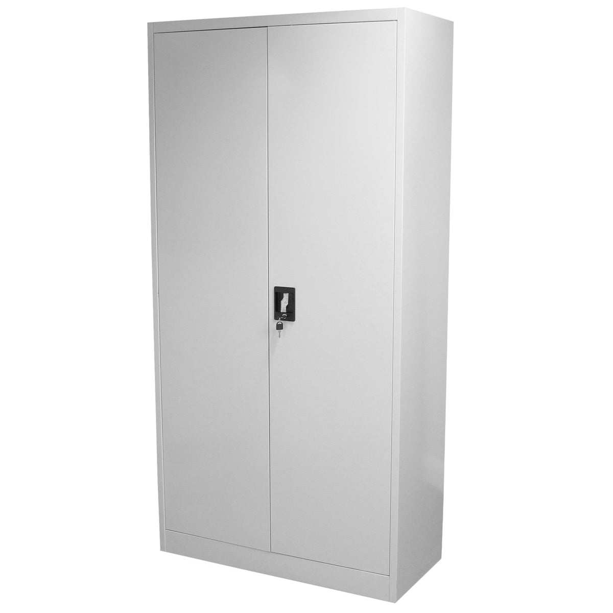 Abschließbarer Aktenschrank in elegantem Weiß, 180 cm hoch, mit glatten Oberflächen und robustem Metallmaterial, ideal für Büros und sichere Aufbewahrung
