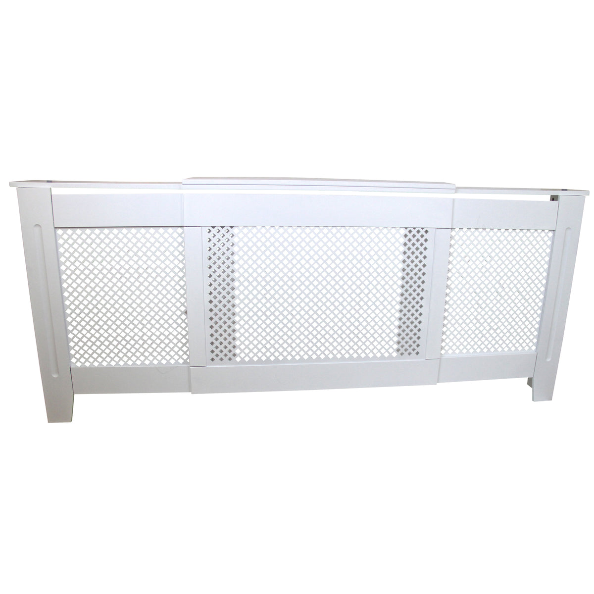 Heizkörperverkleidung in Weiß, 1400mm x 1920mm, mit dekorativem Gitterdesign und glatten Oberflächen für eine elegante Raumgestaltung