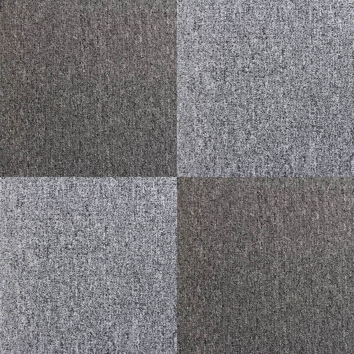 20 Stück Teppichfliesen in Platingrau, 50 x 50 cm, mit einer strukturierten Oberfläche und einem modernen, eleganten Design für vielseitige Anwendungen