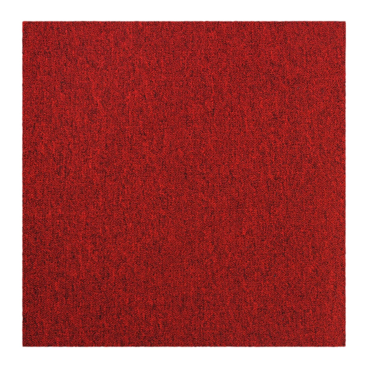 Fieberrote Teppichfliese in quadratischer Form, 50 x 50 cm, mit strukturierter Oberfläche und leicht melierter Textur, ideal für kreative Bodenlösungen