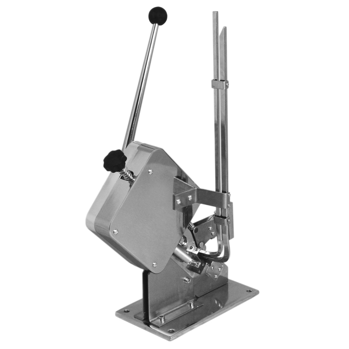 Kukoo Wurstclipper aus Edelstahl, glänzende Oberfläche, robuste Bauweise, mit Hebel und Führungsschiene für präzises Arbeiten in der Wurstherstellung