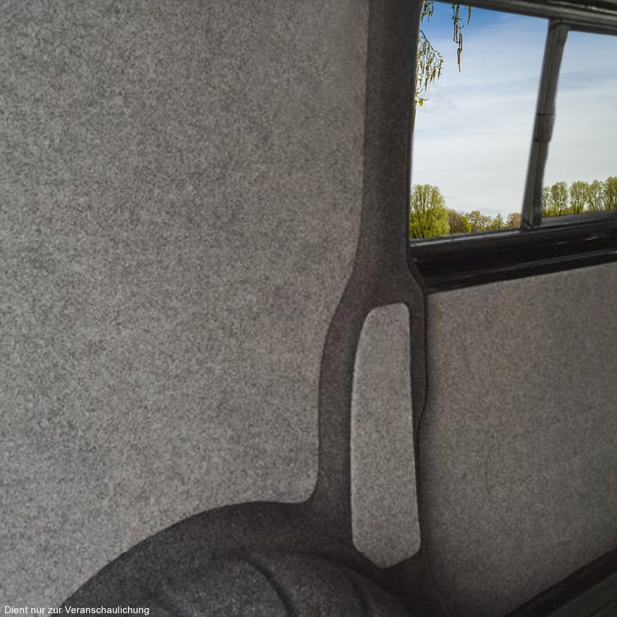 Silber-graue, weiche Auto-Verkleidung für VW T4 Wohnwagen, passend für eine stilvolle Innenraumgestaltung mit klaren Linien und Textur