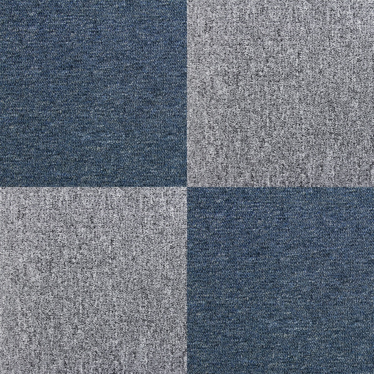 Teppichfliesen in Sturmblau und Platingrau, 50 x 50 cm, mit strukturierter Oberfläche, ideal für moderne Innenräume und vielseitige Anwendungen