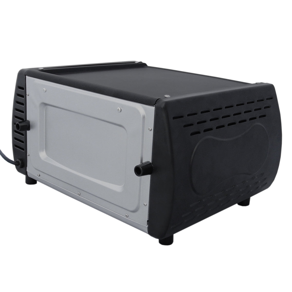 Kompakter Mini Tandoor Ofen in Schwarz und Silber, mit glatter Oberfläche, belüfteten Seiten und stabilen Füßen für sicheren Stand