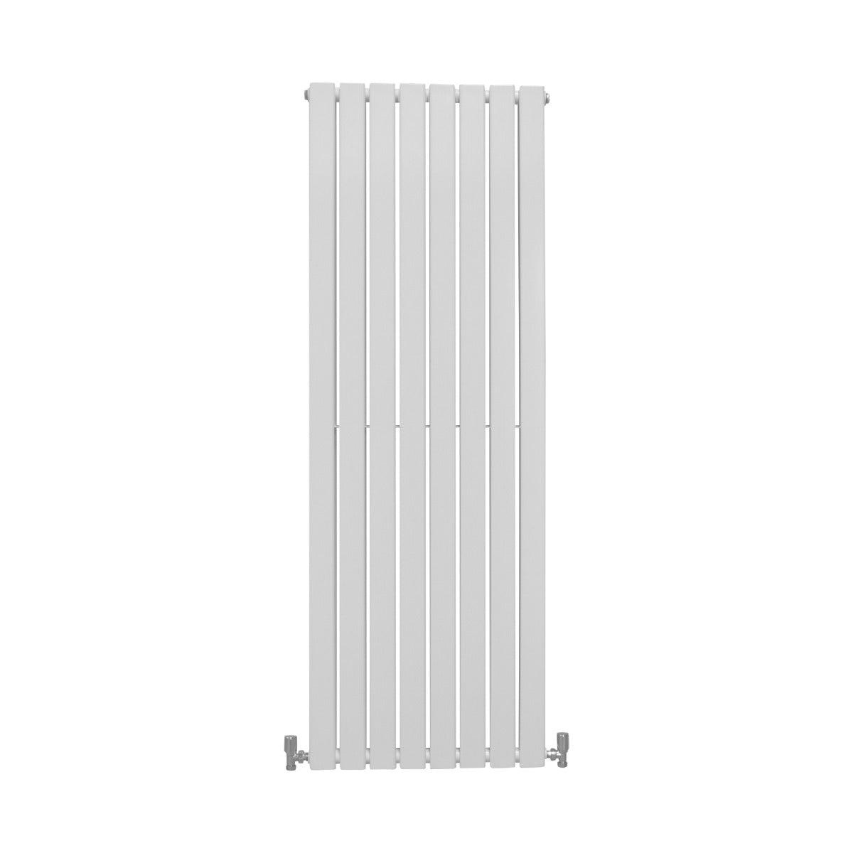 Paneelheizkörper in glänzendem Weiß, 1600mm x 560mm, mit schlanken vertikalen Lamellen und modernen, minimalistischen Design für effiziente Wärmeabgabe