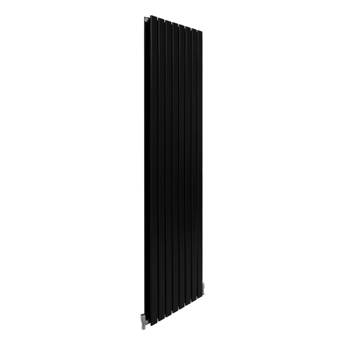 Paneelheizkörper in mattem Schwarz, 1800mm x 560mm, mit schlanken vertikalen Lamellen und modernem Design, ideal für stilvolle Heizlösungen