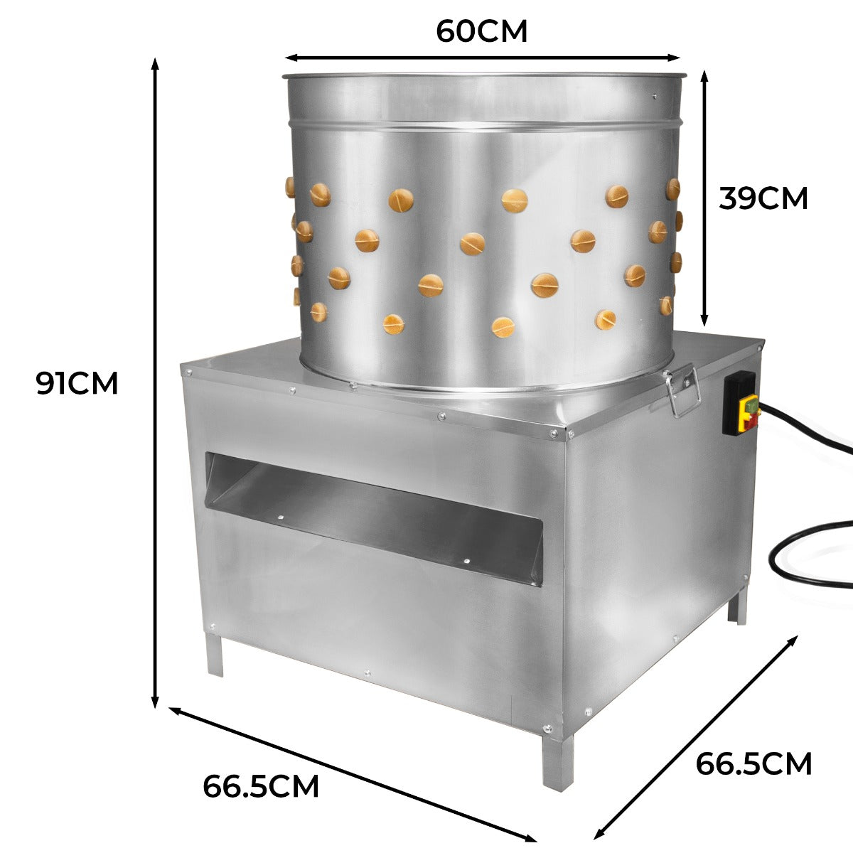 Hochwertige KuKoo Geflügelrupfmaschine aus Edelstahl, 60 cm Durchmesser, mit runder Form, vielen Löchern und stabiler Basis, ideal für effizientes Rupfen