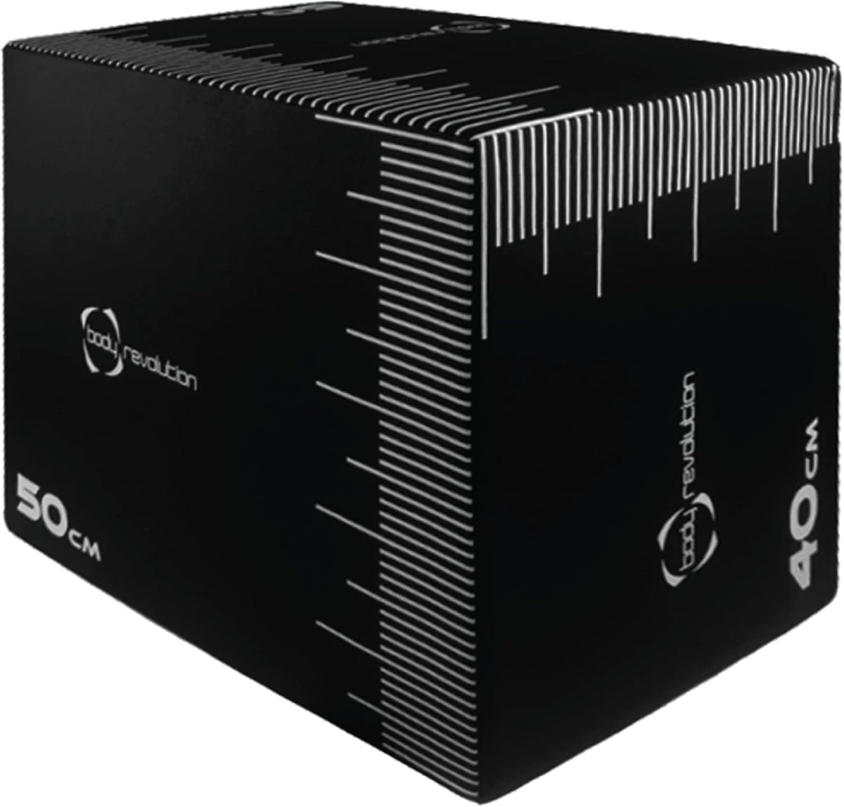 Schwarze Plyo Box mit Maßstab, 50 cm hoch und 40 cm breit, aus strapazierfähigem Material, ideal für Fitness-Training und Plyometrie