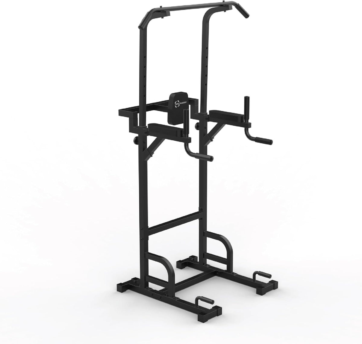 Schwarzer Body Revolution Power Tower für Schwerlasttraining mit stabilen Griffen, robustem Rahmen und rutschfesten Füßen für sicheres Training