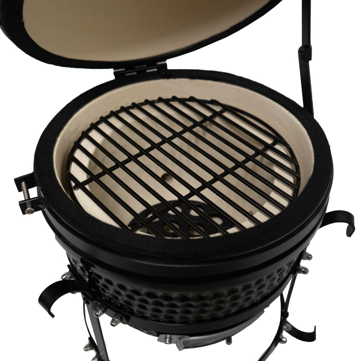 Kamado-Ofen Holzkohlegrill in Schwarz mit 33 cm Durchmesser, abnehmbarem Deckel, stabilen Grillrosten und isolierender Keramikinnenschicht