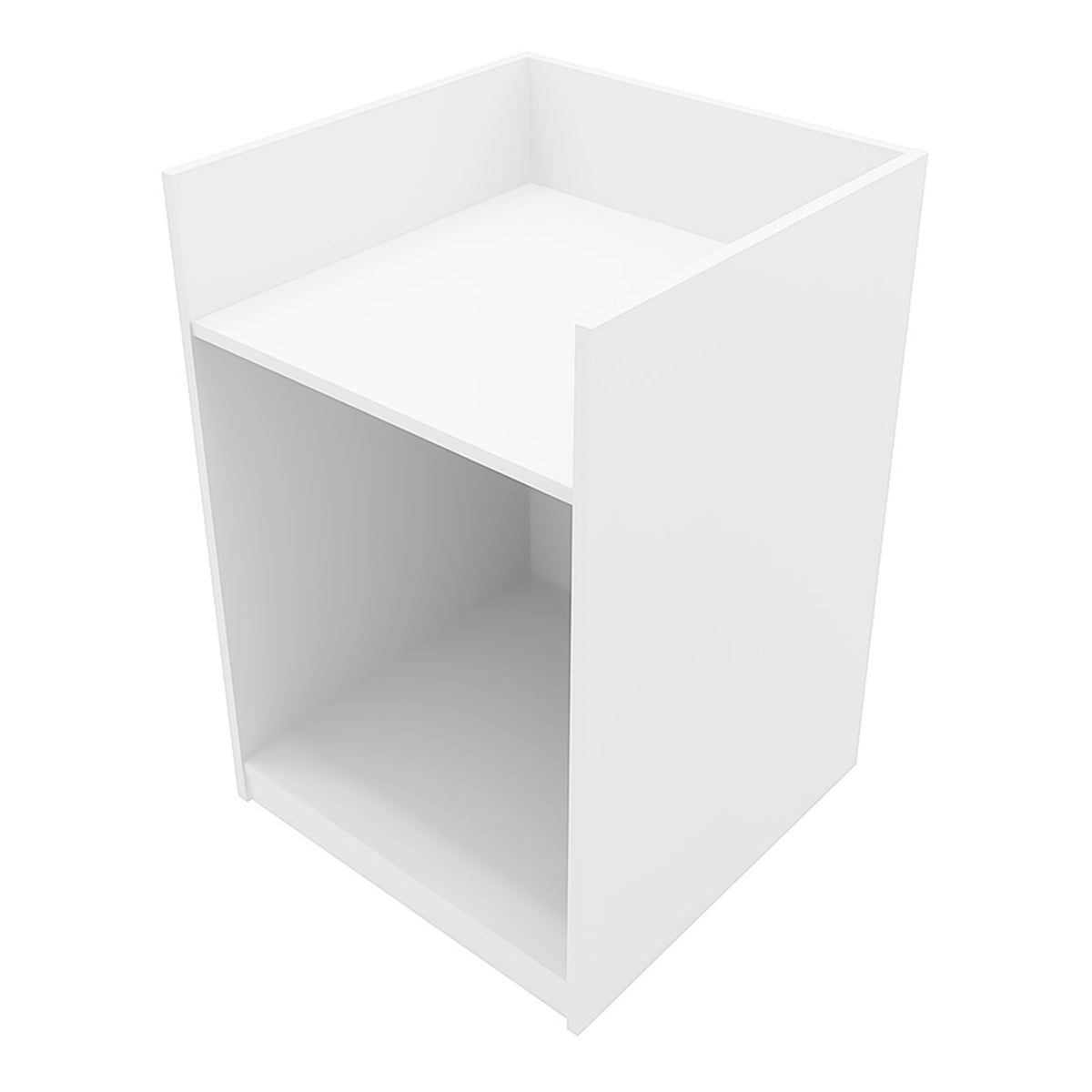 Weißes LED-Verkaufstheken-Set mit klaren Linien, modernem Design und glatter Oberfläche, ideal für Verkaufsräume und Ausstellungen