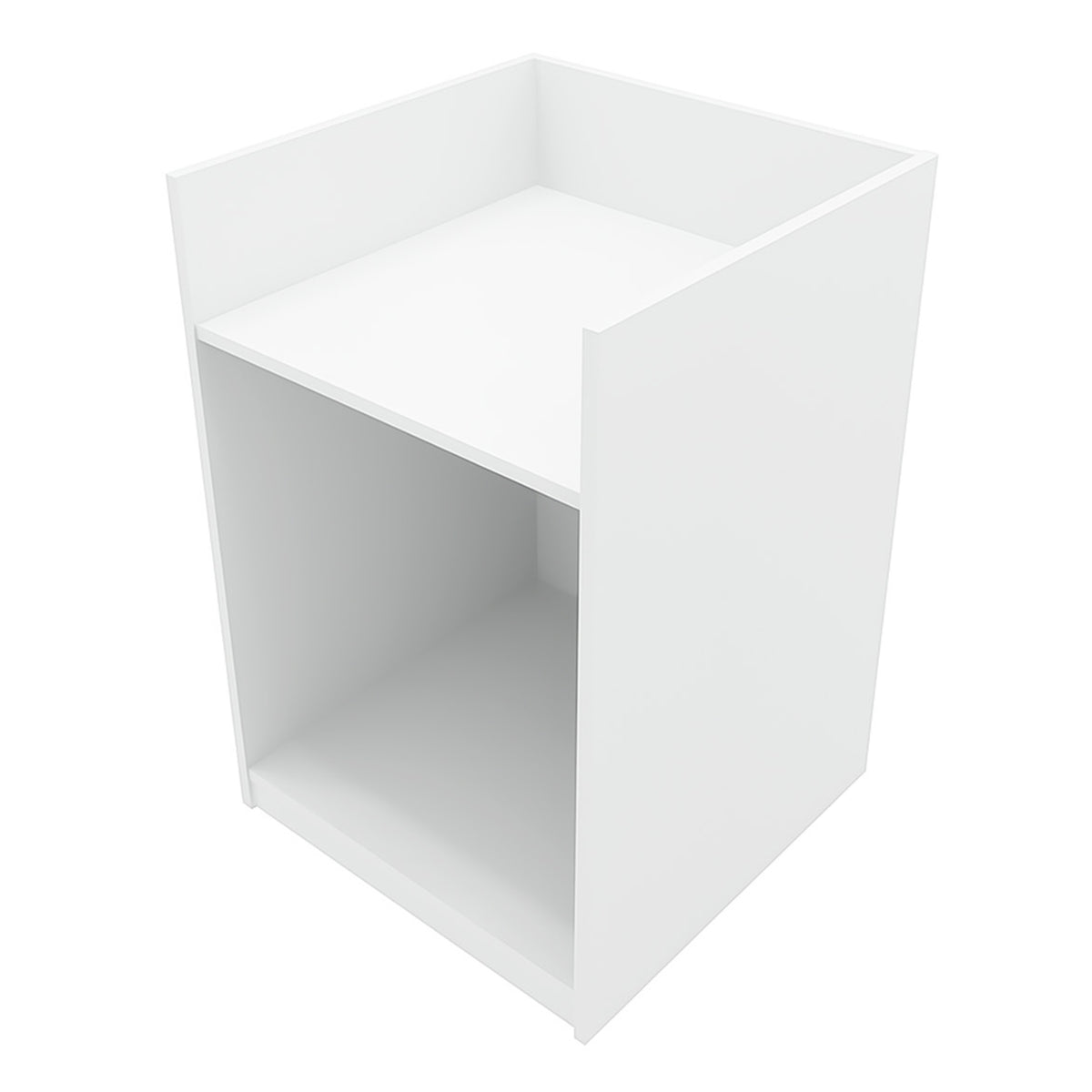 Weißes LED Verkaufstheken-Set mit zwei Modulen, rechteckiger Form und glatter Oberfläche, ideal für Verkaufsräume und Ausstellungen