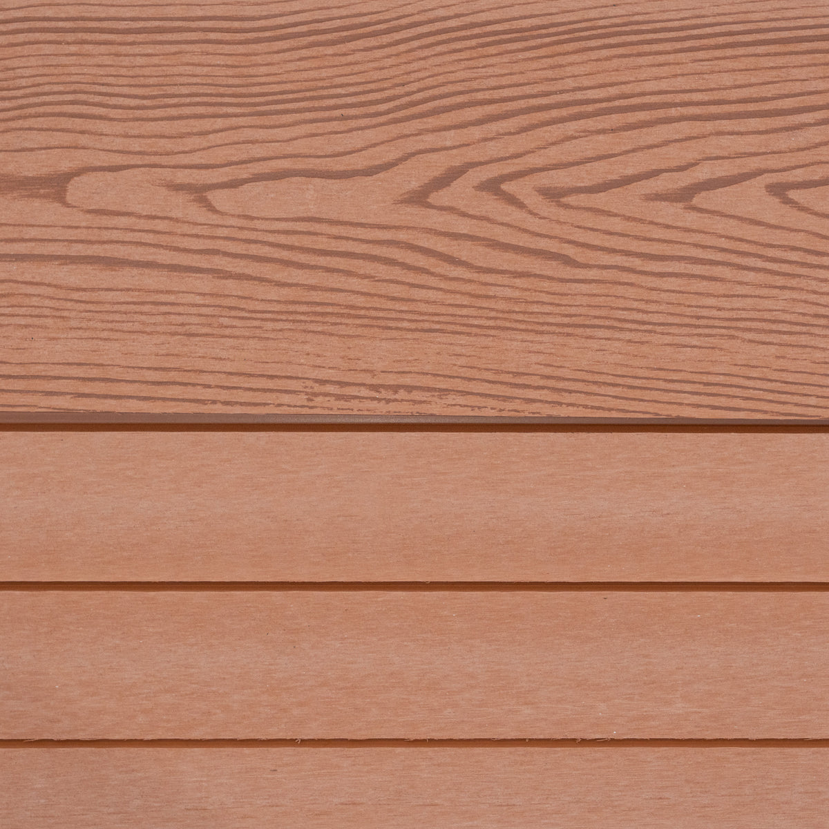 Brauner WPC Sichtschutzzaun mit Holzmaserung, bestehend aus drei Paneelen, die eine robuste und stilvolle Abgrenzung bieten