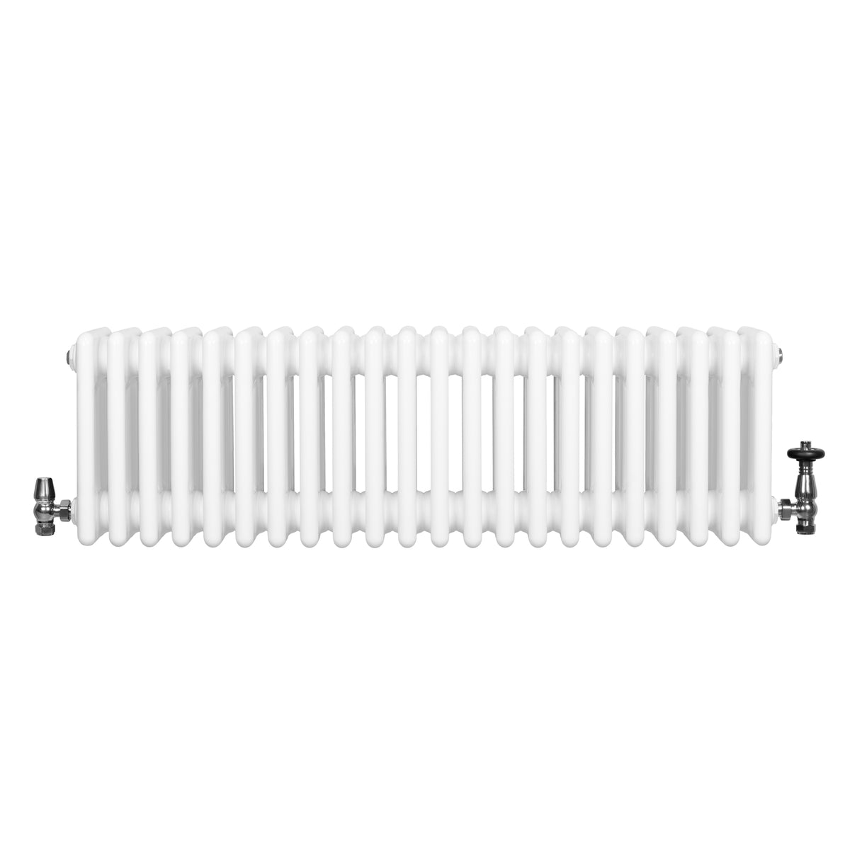 Röhrenheizkörper 4 Säulen mit TRV Chromventile – 300mm x 1010mm – Weiß - view 4