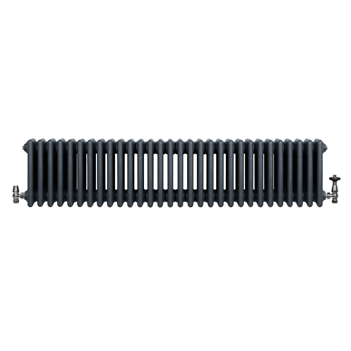 Röhrenheizkörper 4 Säulen mit TRV Chromventile – 300mm x 1370mm – Anthrazitgrau