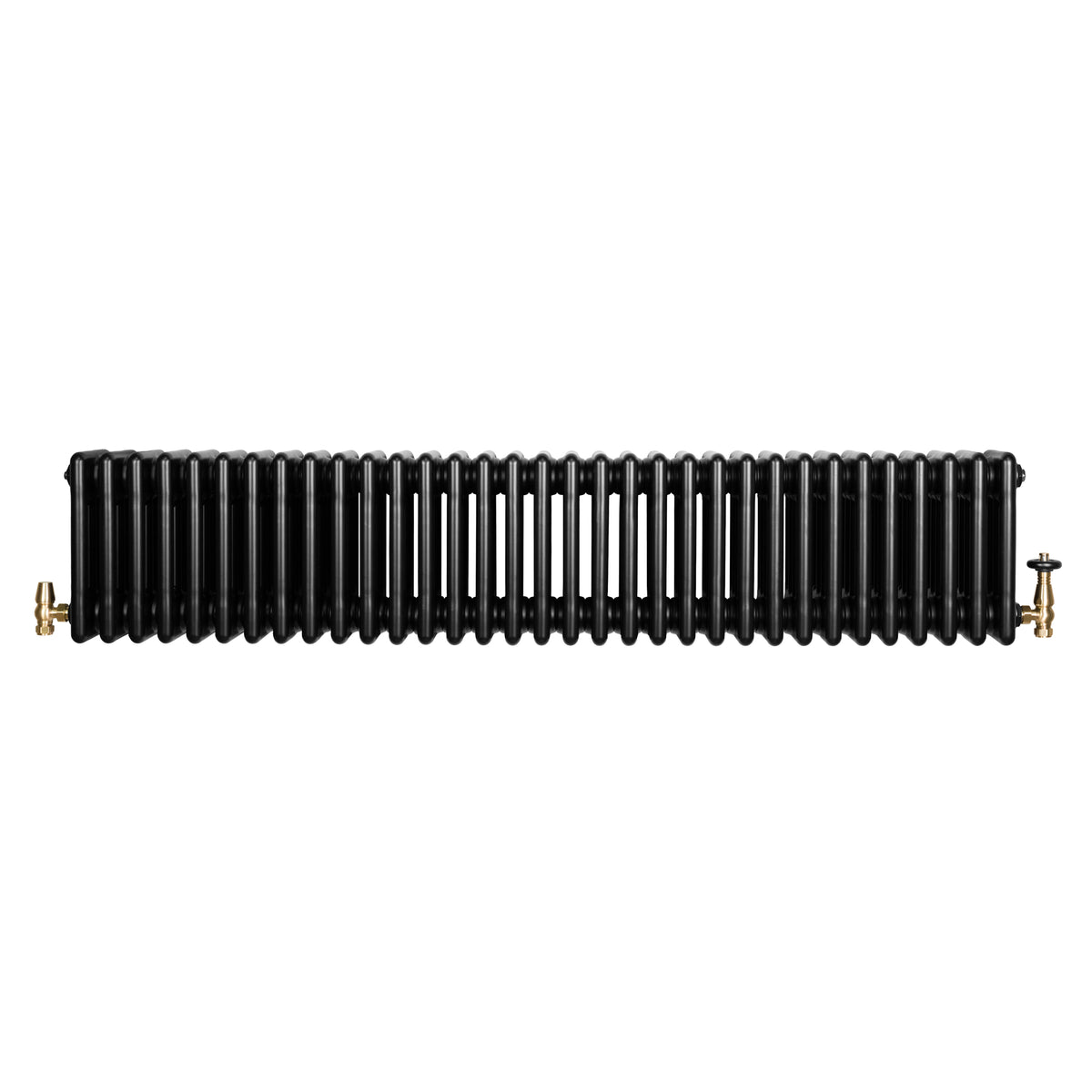Röhrenheizkörper 4 Säulen mit TRV Chromventile – 300mm x 1505mm – Schwarz