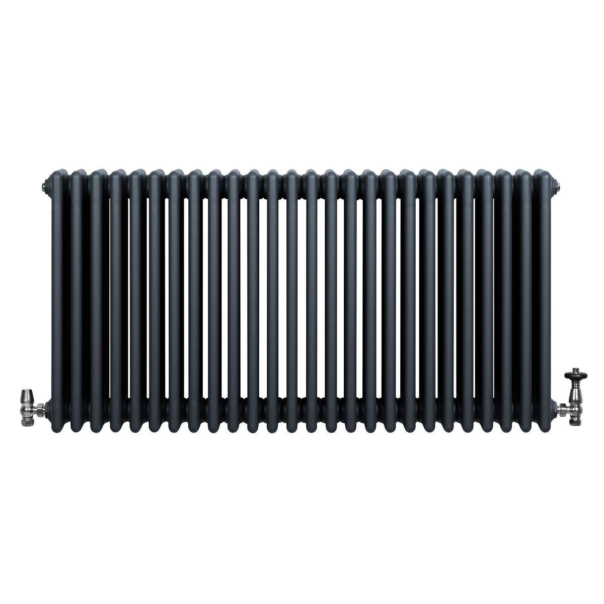 Röhrenheizkörper 4 Säulen mit TRV Chromventile – 600mm x 1190mm – Anthrazitgrau
