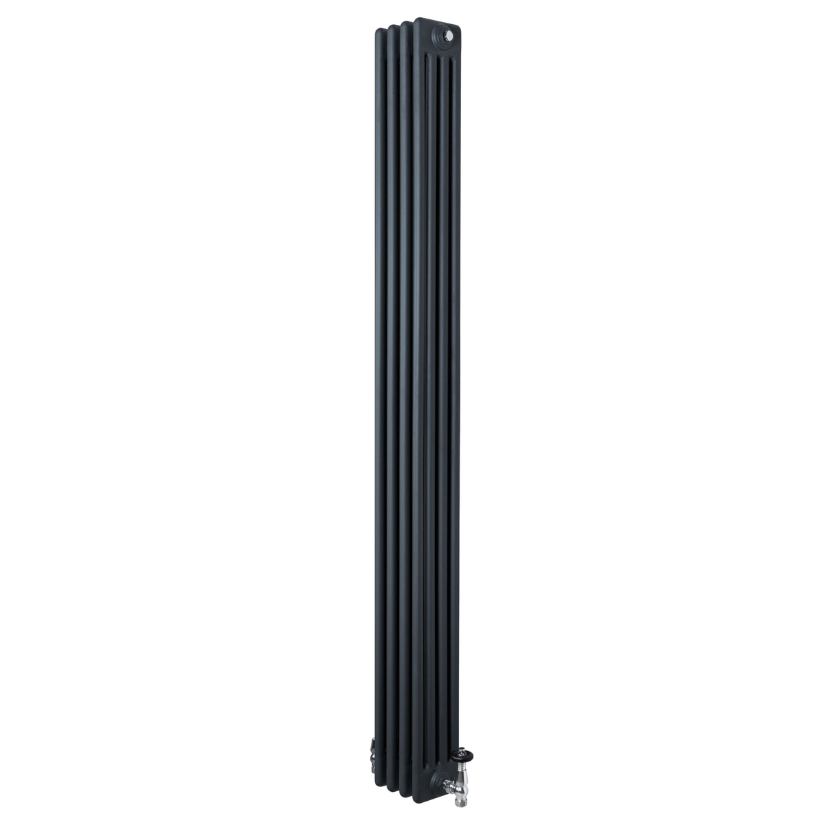 Röhrenheizkörper 4 Säulen mit TRV Chromventile – 1800mm x 200mm – Anthrazitgrau