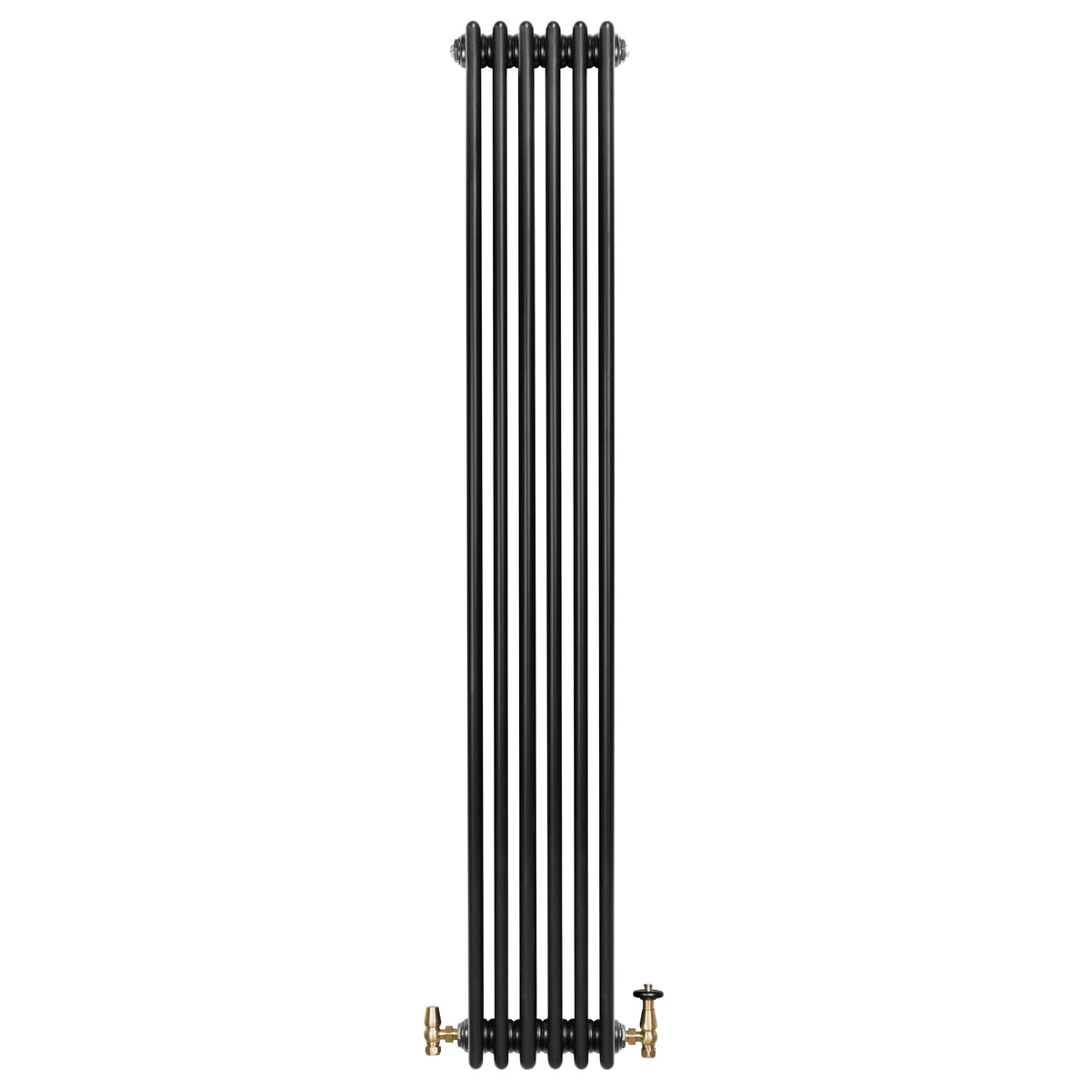 Röhrenheizkörper 4 Säulen mit TRV Chromventile – 1800mm x 290mm – Schwarz - view 4