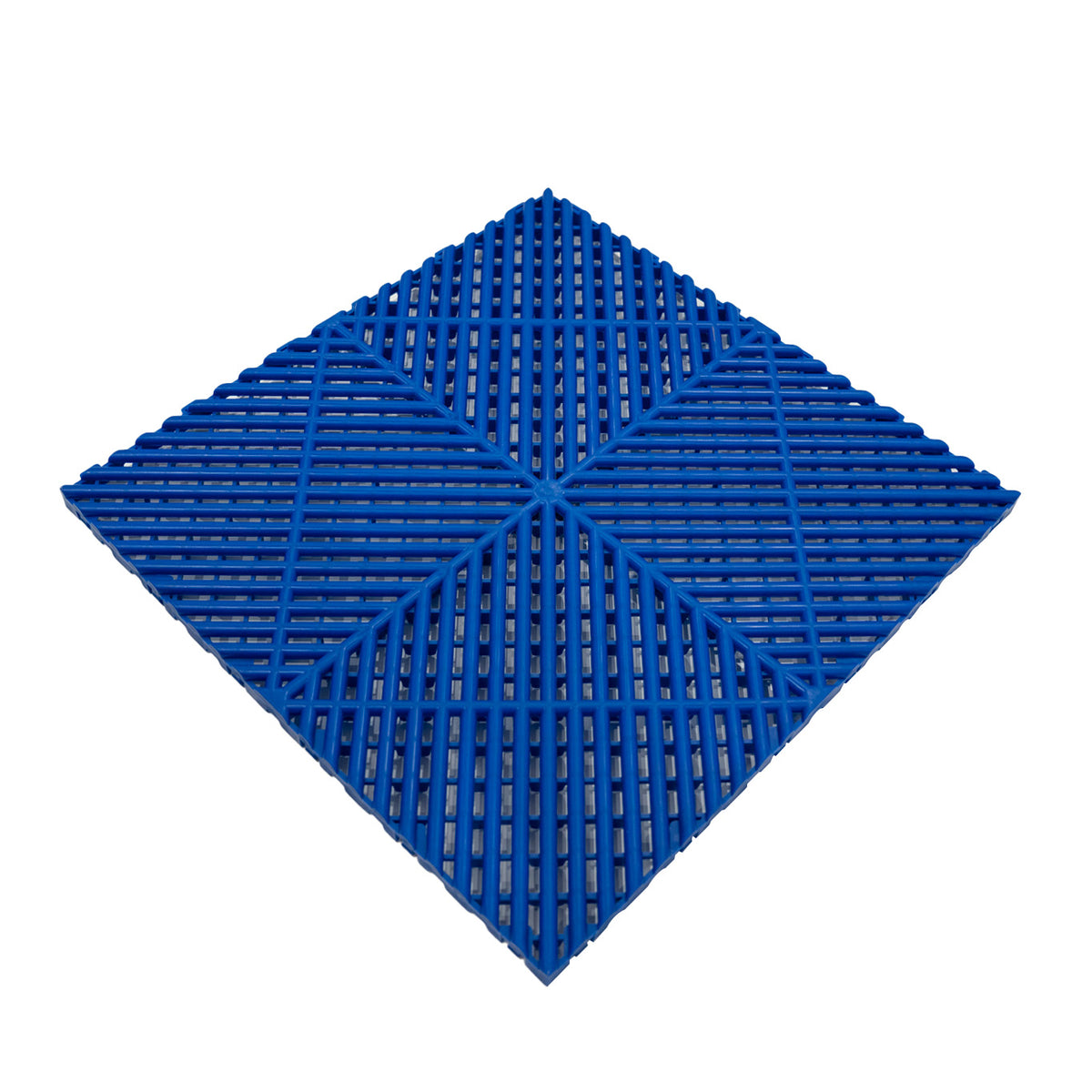 Belüftete Garagenbodenfliesen in leuchtendem Blau mit rutschfester Oberfläche und strukturiertem Design, ideal für eine sichere und praktische Nutzung