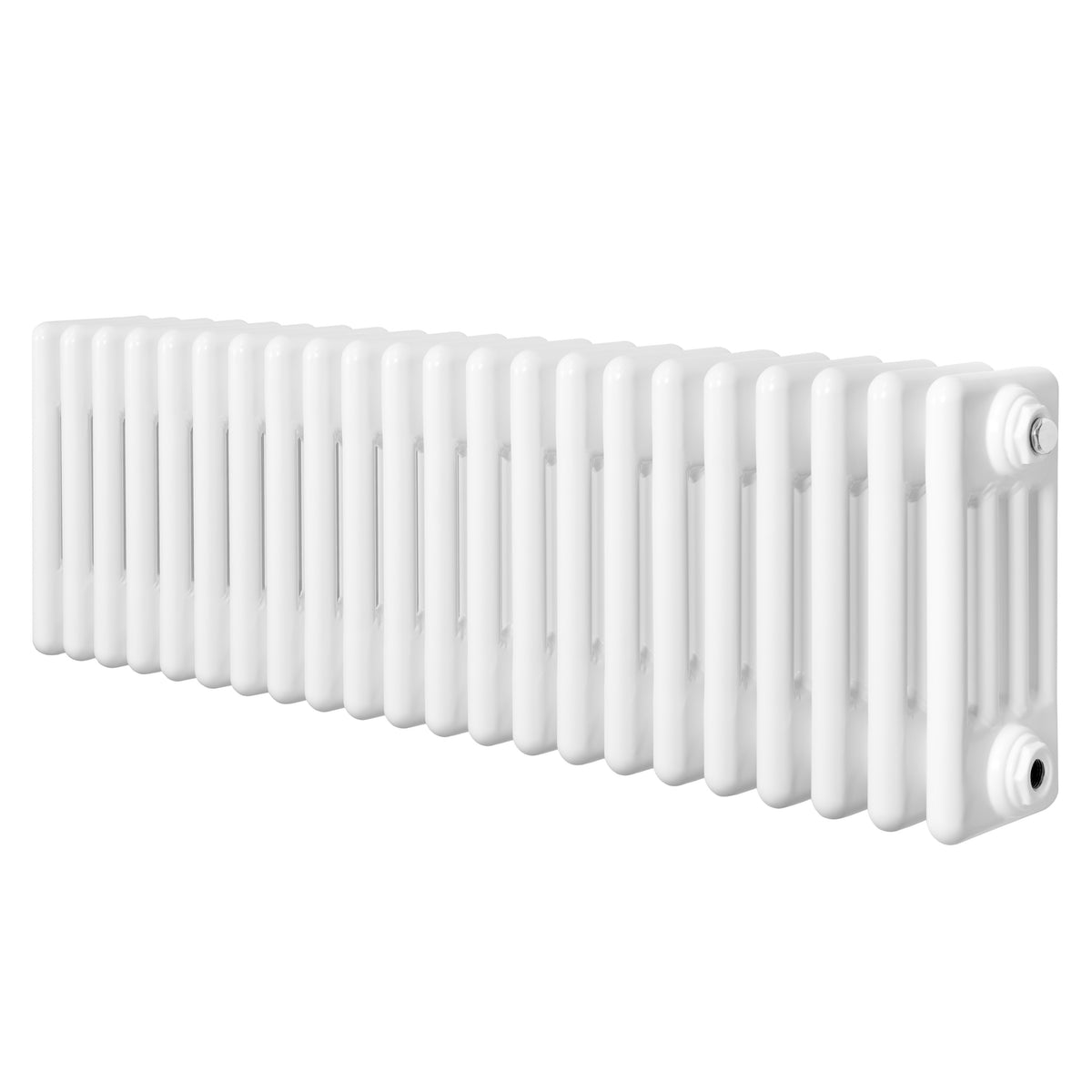 Röhrenheizkörper mit 4 Säulen in Weiß, 300mm x 1010mm, glänzende Oberfläche, rechteckige Form, ideal für moderne Heizlösungen