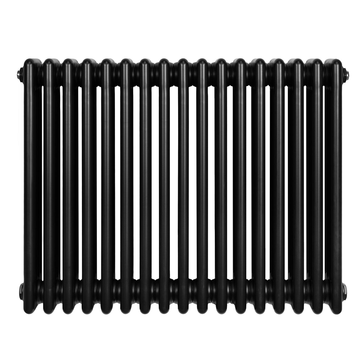 Röhrenheizkörper mit 4 Säulen in elegantem Schwarz, 600mm x 785mm, aus robustem Metall, mit glatter, glänzender Oberfläche und runden Formen