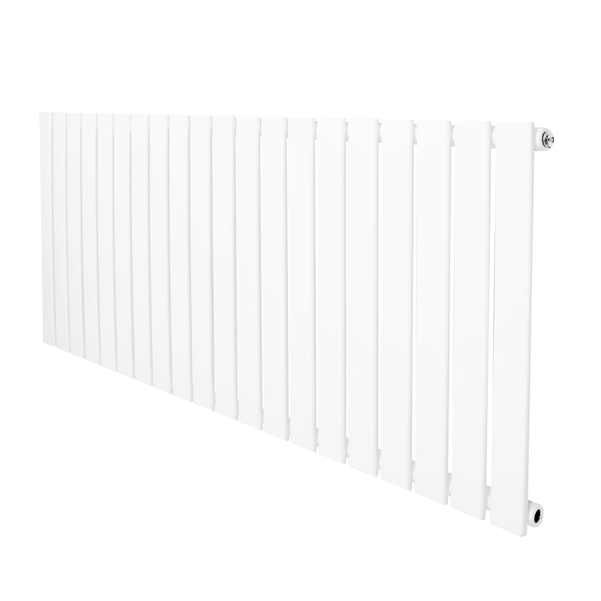 Flachheizkörper in Weiß, 600mm x 1400mm, mit schlanken, vertikalen Lamellen und glatter, pulverbeschichteter Oberfläche für moderne Innenräume