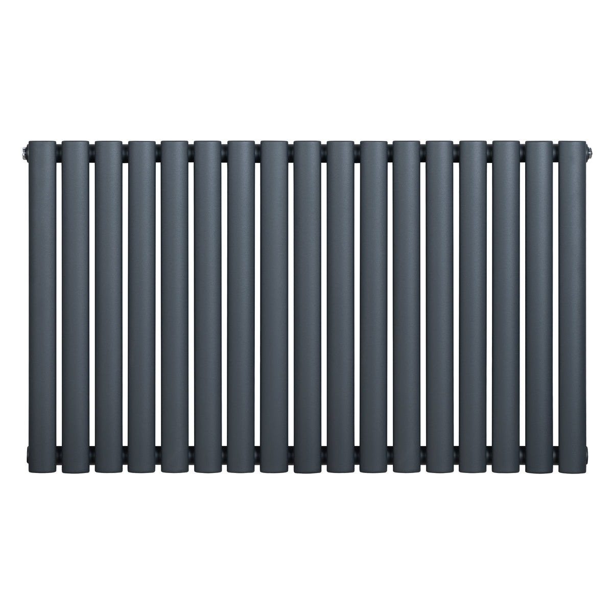 Gliederheizkörper in Anthrazitgrau, 600mm x 1020mm, mit schlanken, vertikalen Lamellen und glatter, mattschwarzer Oberfläche für modernen Wohnstil
