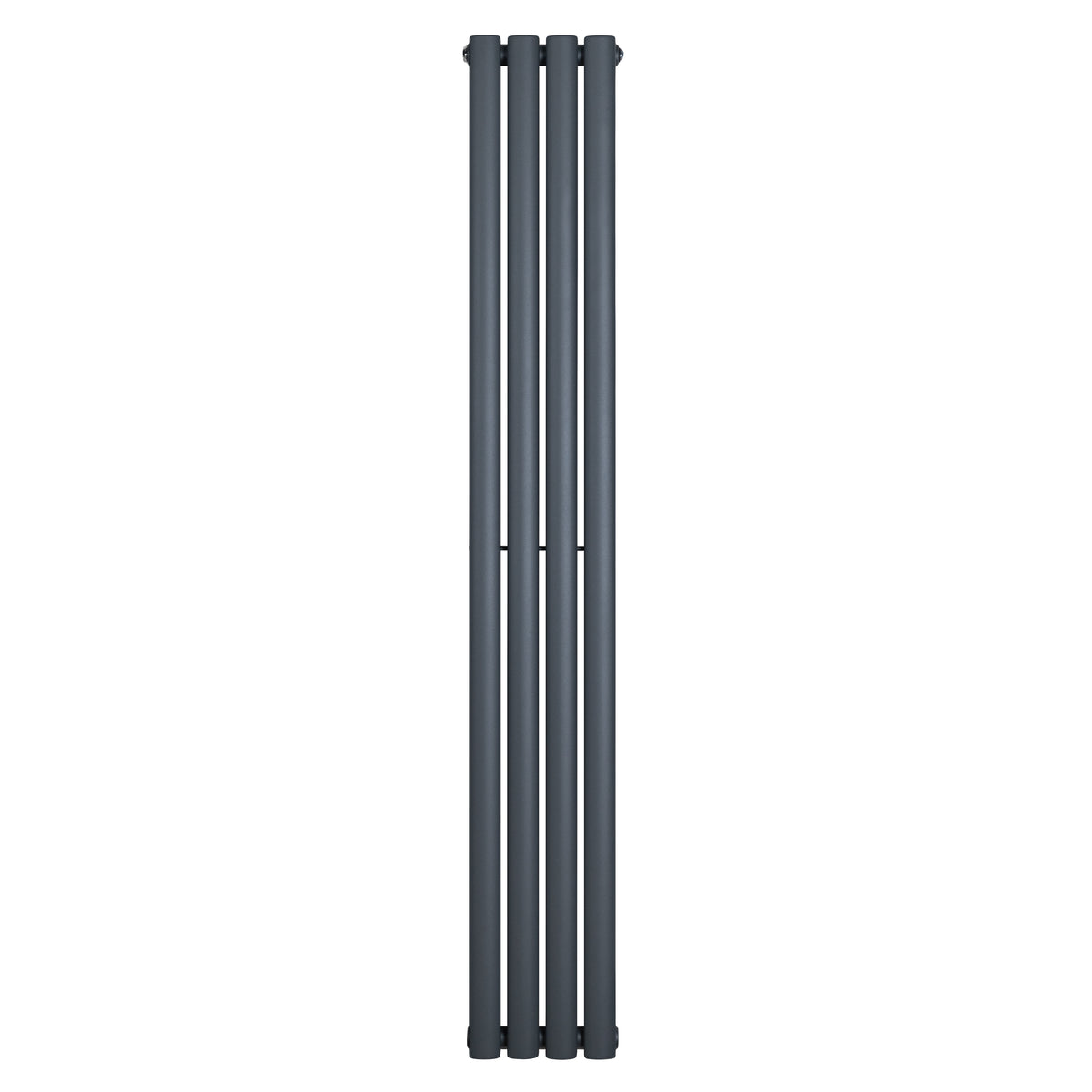 Gliederheizkörper in Anthrazitgrau, 1600mm x 240mm, mit schlankem, vertikalem Design und glatter, mattschwarzer Oberfläche für moderne Innenräume