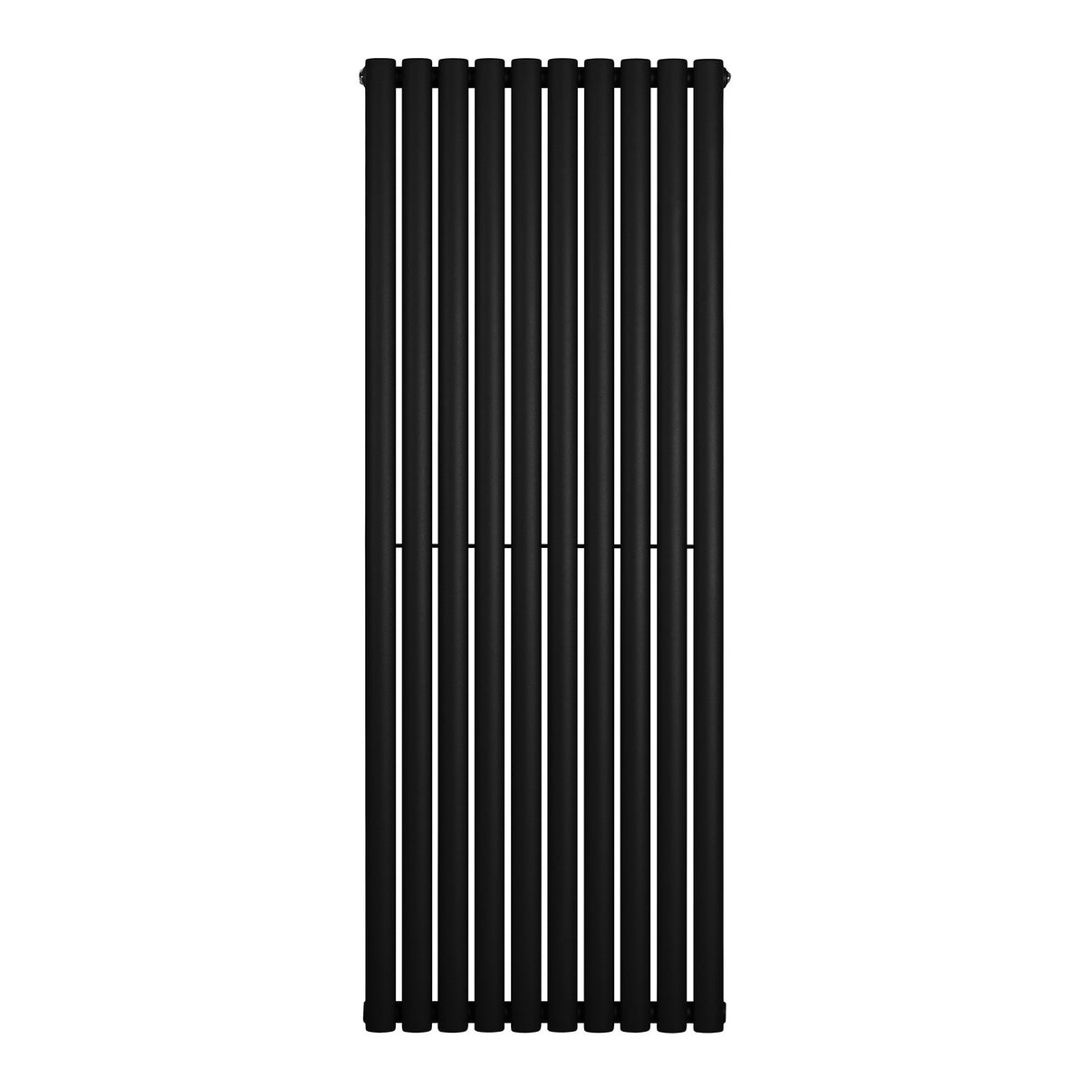 Schwarzer Gliederheizkörper mit vertikalen Röhren, 1600mm hoch und 600mm breit, elegantes und modernes Design für effiziente Wärmeabgabe