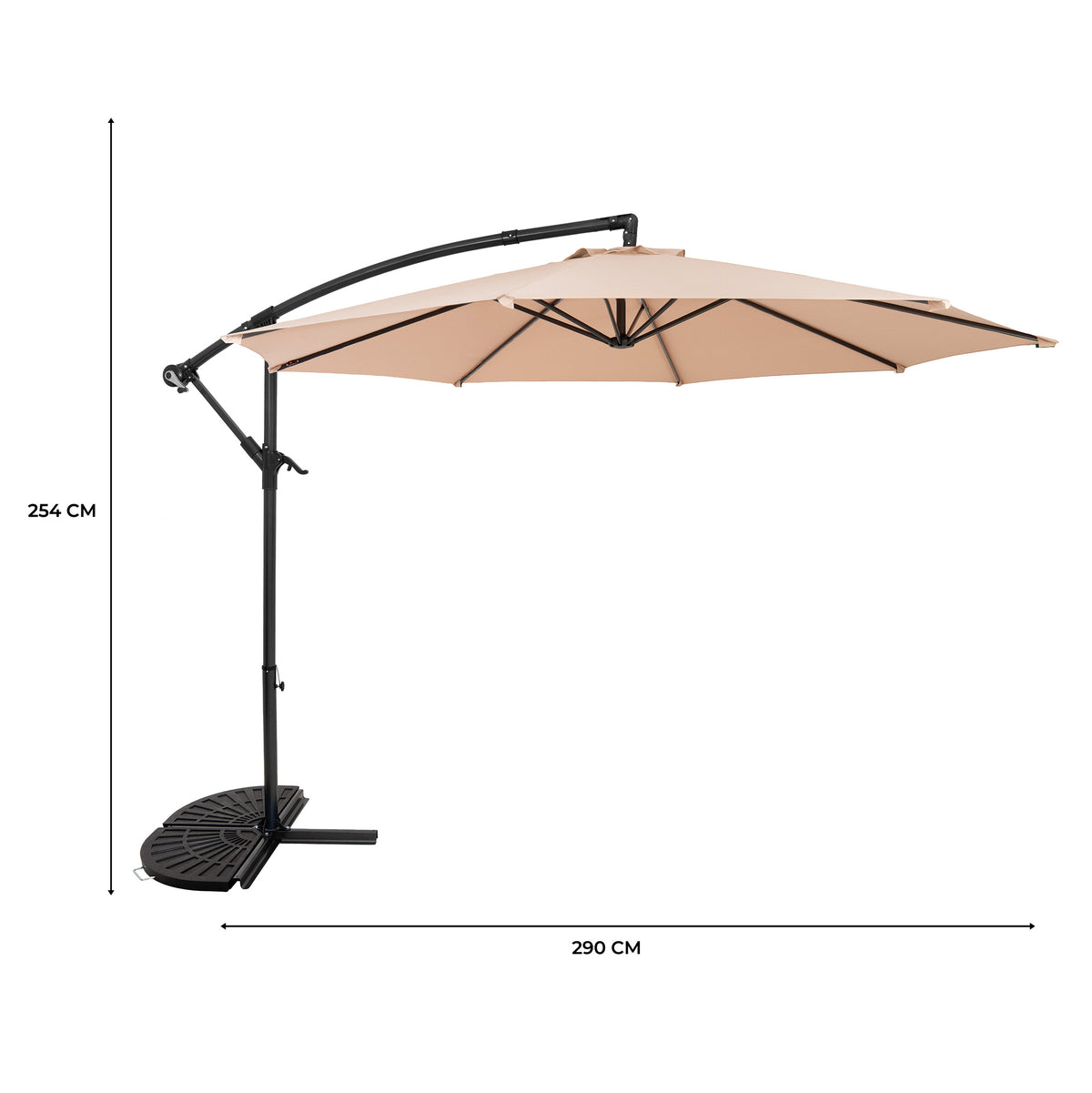 Ausleger-Sonnenschirm 3m mit Halbem Beschwerfuß – Beige