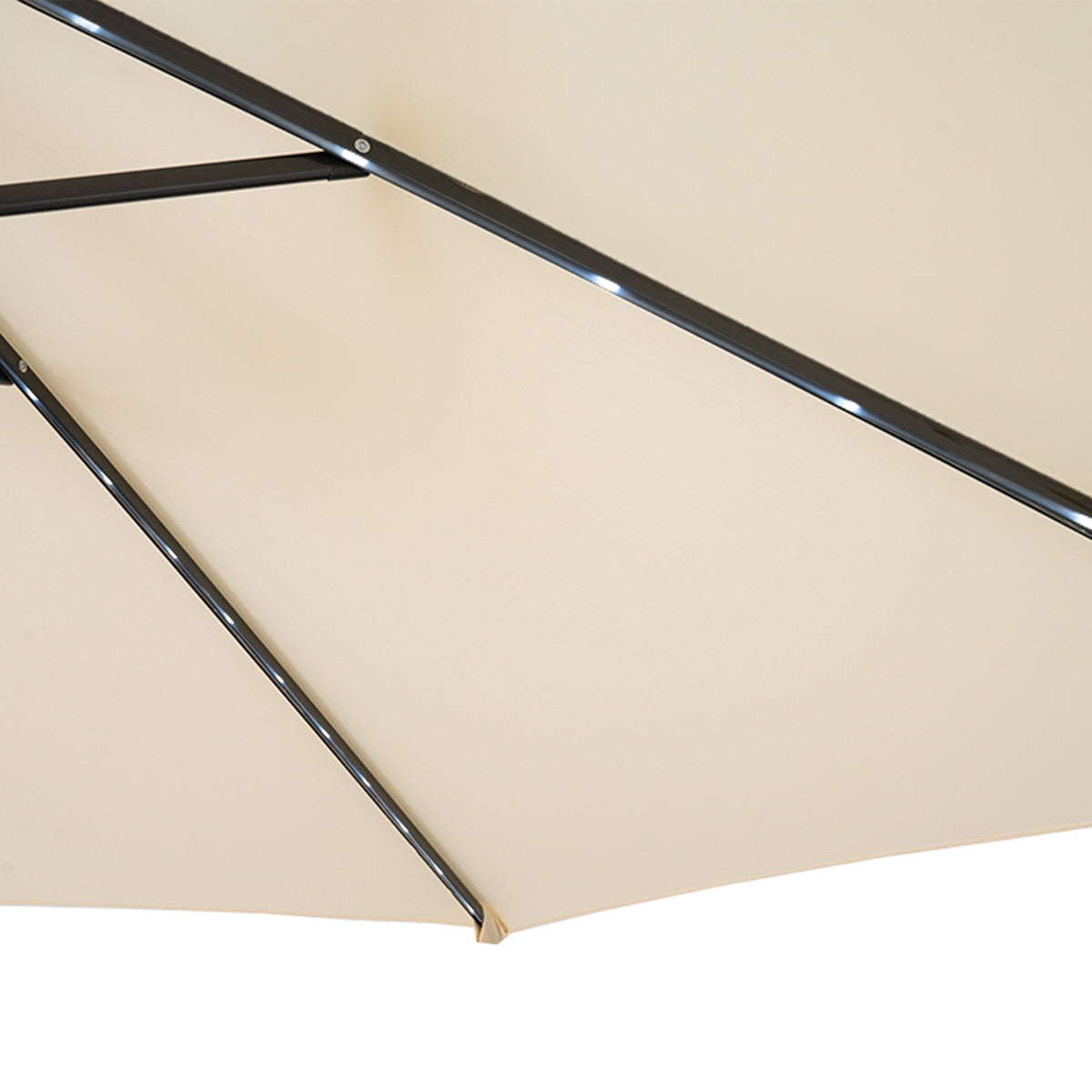 LED Ausleger-Sonnenschirm 3m mit Halbem Beschwerfuß – Creme