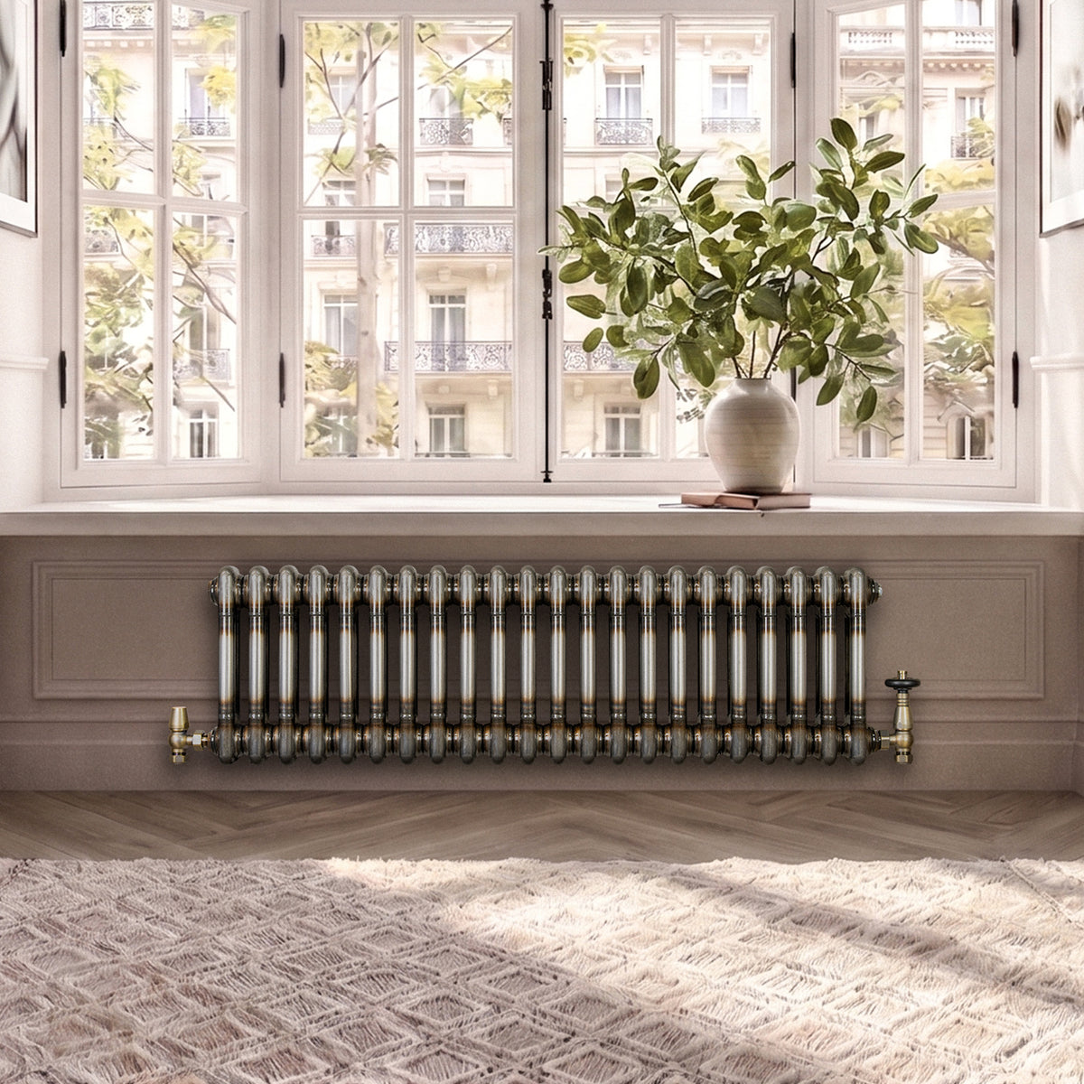 Klassischer 2-Säulen-Heizkörper mit TRV – 300 x 1010 mm - Rohmetall - view 12
