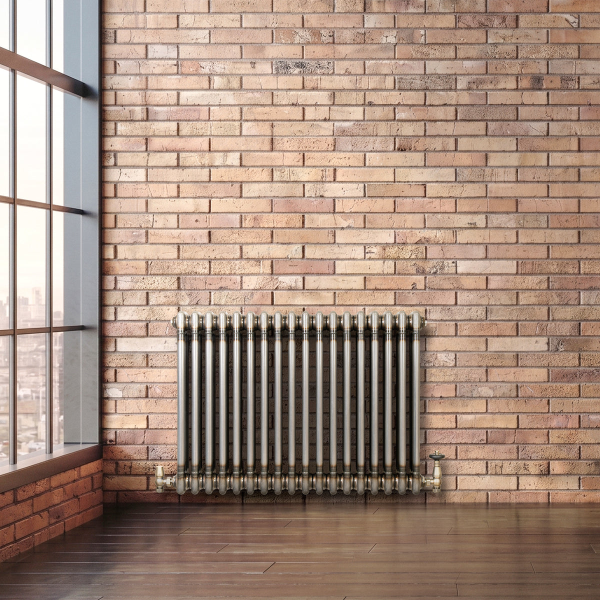 Klassischer 3-Säulen-Heizkörper mit TRV – 600 x 830 mm - Rohmetall
