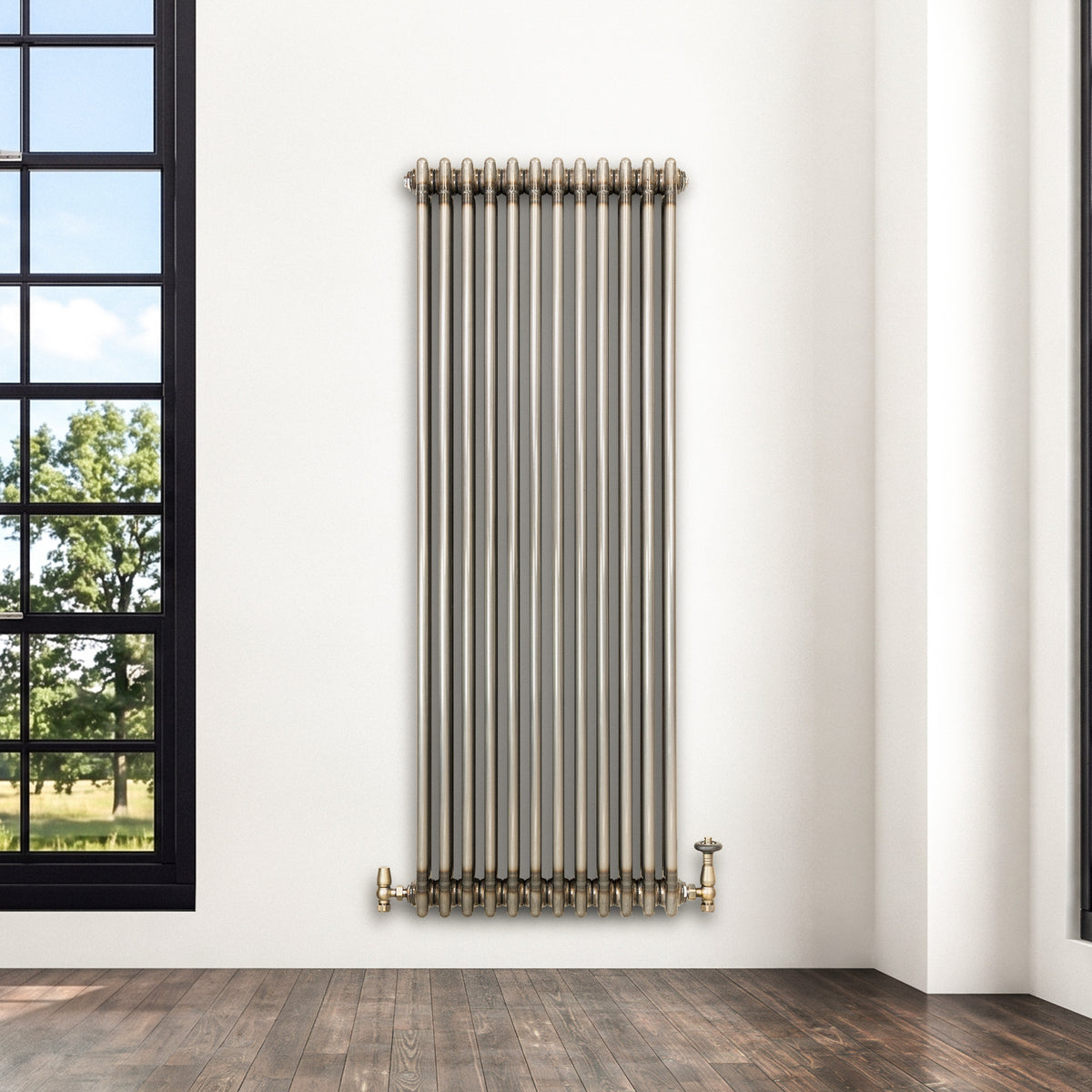 Klassischer 3-Säulen-Heizkörper mit TRV – 1500 x 560 mm - Rohmetall