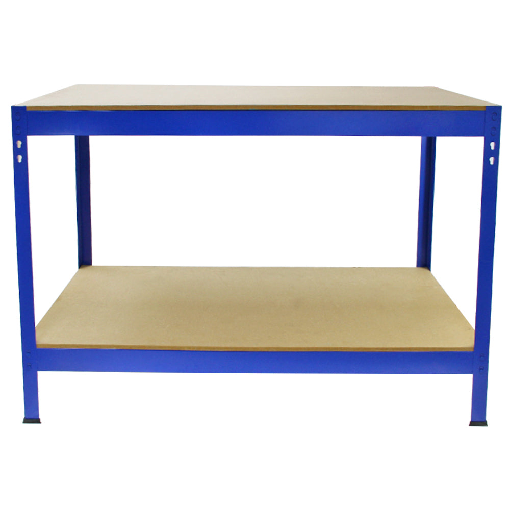 Blaues Monster Racking T-Rax Lagerregal mit zwei stabilen MDF-Regalböden, ideal für die Aufbewahrung von Werkzeugen und Materialien, 90 cm breit