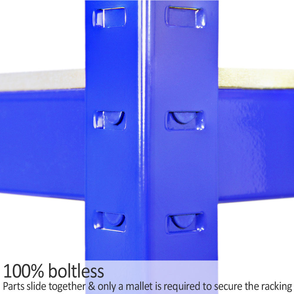 Blauer T-RAX Regalschrank, 182,5 cm hoch, 90 cm lang, 45 cm breit, aus robustem Material, ohne Schrauben, mit glatten Kanten und stabiler Konstruktion