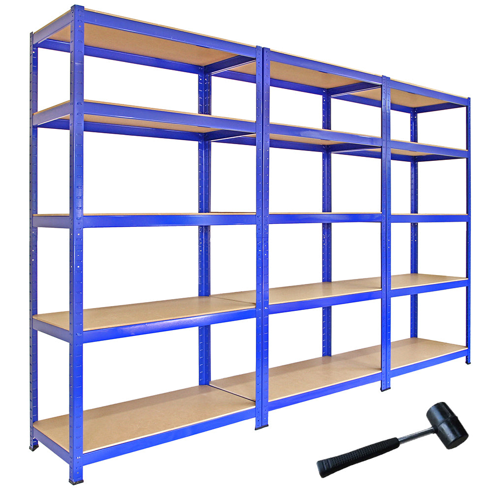 Blaues Monster Racking T-Rax Lagerregal mit fünf stabilen Regalböden aus Holz, ideal für die Aufbewahrung von Werkzeugen und Materialien