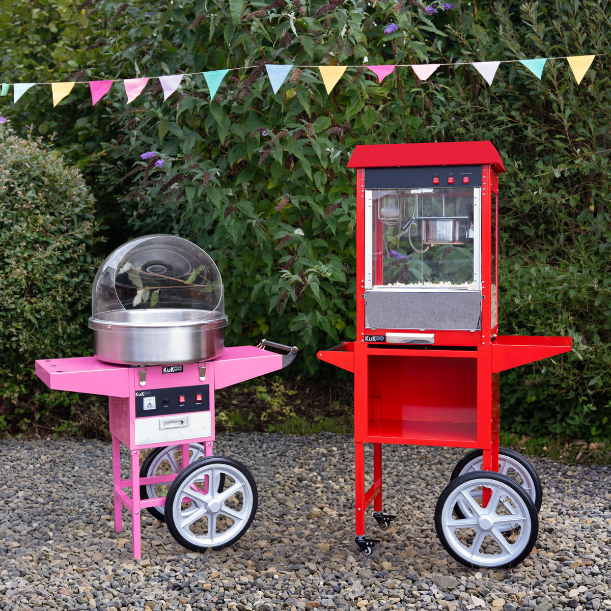 KuKoo 1x Popcornmaschine mit Wagen und 1x Zuckerwattemaschine mit Wagen