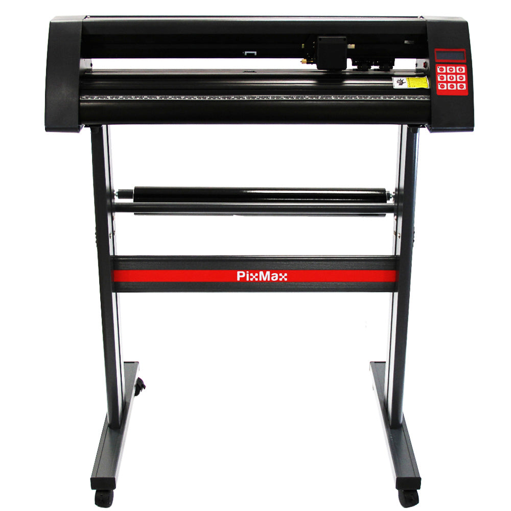 Schwenkpresse mit 38 cm Breite, stabiler schwarzer Rahmen, rote Akzente, ideal für Vinylschneiden und Druckanwendungen, vielseitig einsetzbar