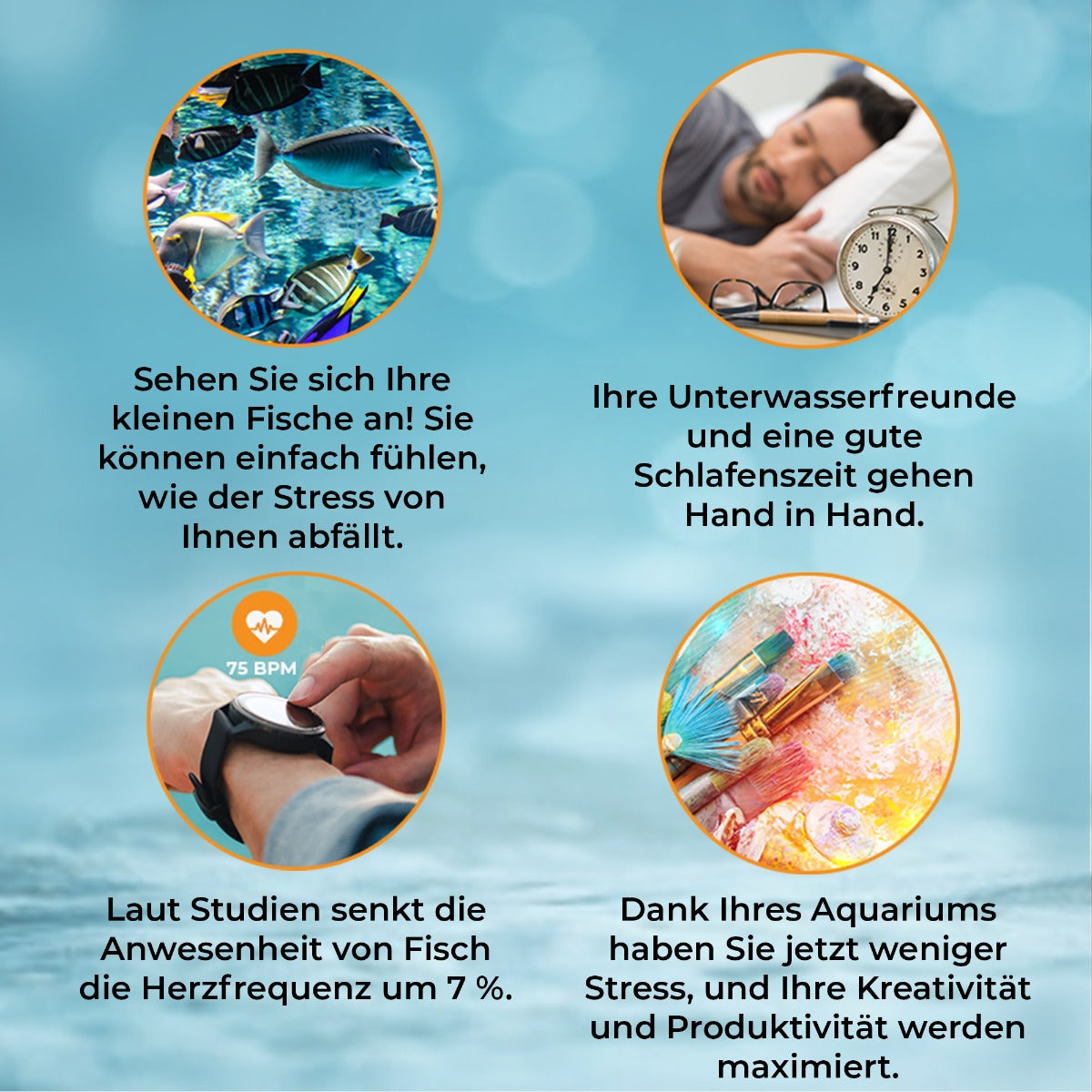 Aquarium Komplettset in Weiß mit bunten Fischen, lebhaften Pflanzen und klarem Wasser, ideal für Entspannung und Stressabbau