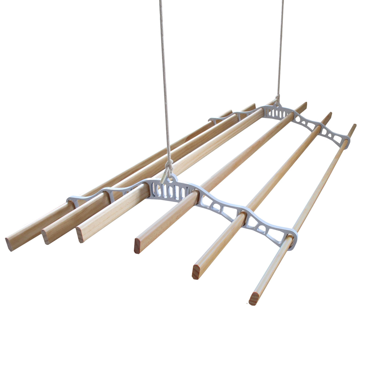Weißer Deckentrockner von MonsterShop mit 1,2 m Länge, aus Holz mit glatten Stangen und stabiler Halterung, ideal für platzsparendes Trocknen