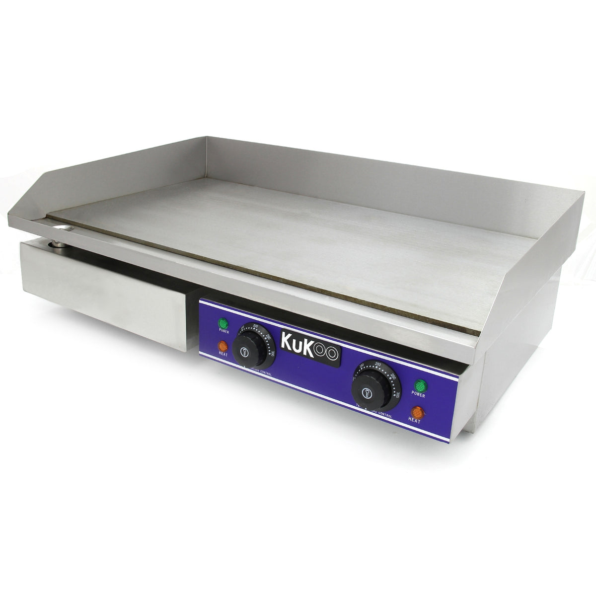 Gastro Griddle Platte Grillplatte 70cm aus Edelstahl, mit glatter Oberfläche, zwei Temperaturreglern und robustem Design für vielseitige Grillanwendungen