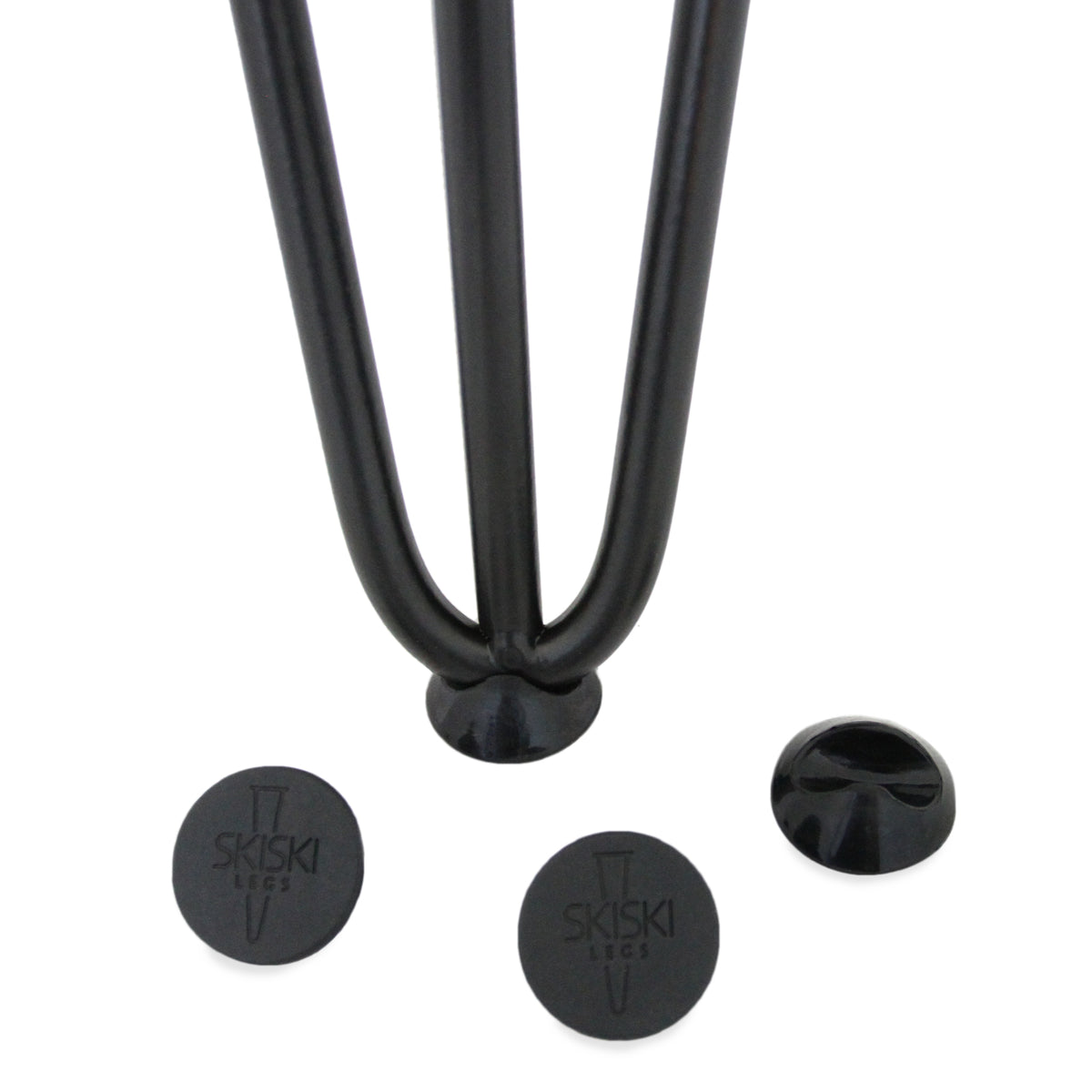 Schwarze Hairpin Tischbeine mit zwei Streben, 40,5 cm hoch, aus robustem Metall, ideal für moderne Möbelgestaltungen, inklusive Gummifüße
