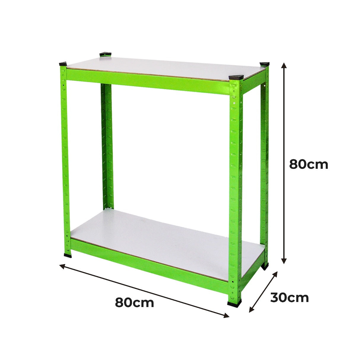 Robuster Polytunnel mit 19mm Rahmen, 2,5m x 2m, ausgestattet mit zwei stabilen Regalen in leuchtendem Grün und grauer Arbeitsfläche, ideal für Pflanzenzucht