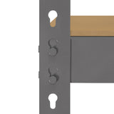 Graues Monster Racking Q-Rax Lagerregal mit stabilen Metallrahmen und Holzregalboden, ideal für Lagerung und Organisation von Gegenständen