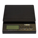 Digitale Postwaage T-Mech in Schwarz mit rutschfester Oberfläche, LCD-Display und Tasten für PCS, TARE, UNIT und ON/OFF, max. 30 kg