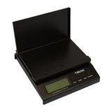 Digitale Postwaage von T-Mech in Schwarz mit LCD-Display, klappbarem Design und verschiedenen Maßeinheiten für präzise Gewichtsmessungen