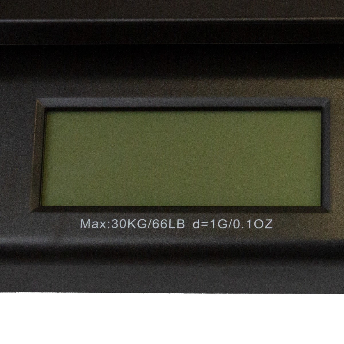 Digitale Postwaage in Schwarz mit grünem Display, max. 30 kg, präzise Ablesung in 1 g Schritten, ideal für den täglichen Gebrauch im Haushalt oder Geschäft