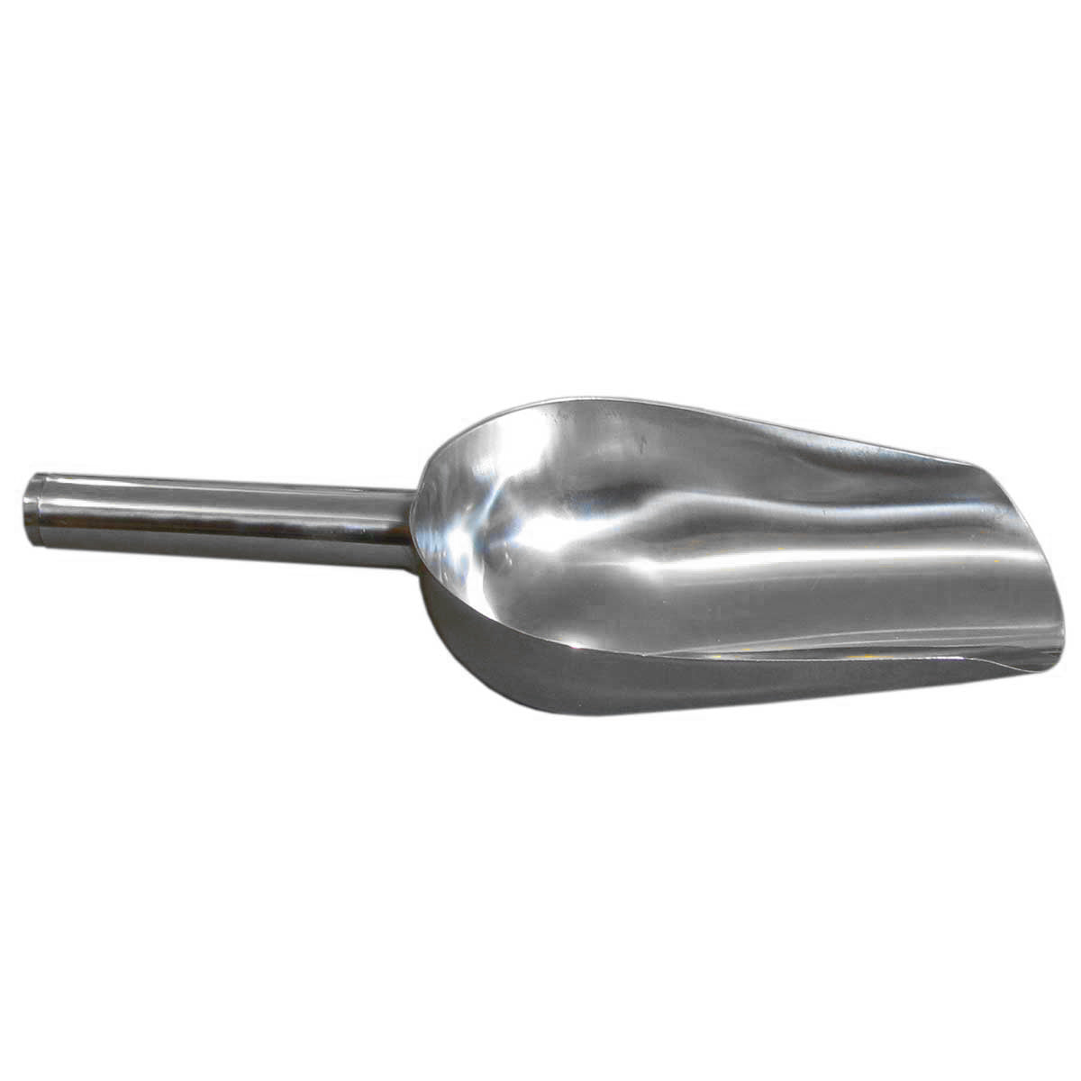 Edelstahl Popcorn-Schaufel mit glänzender, glatter Oberfläche und ergonomischem Griff, ideal zum Servieren von frisch zubereitetem Popcorn